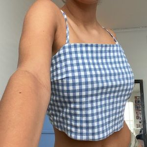 RARE BRANDY MELVILLE Plaid Tie Top